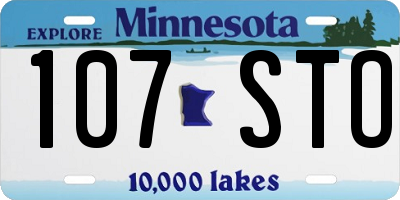 MN license plate 107STO