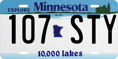 MN license plate 107STY