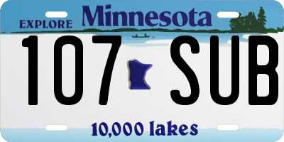 MN license plate 107SUB