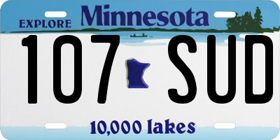 MN license plate 107SUD