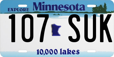 MN license plate 107SUK
