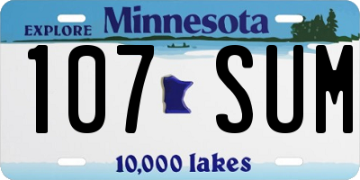 MN license plate 107SUM