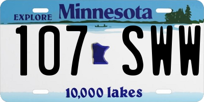 MN license plate 107SWW