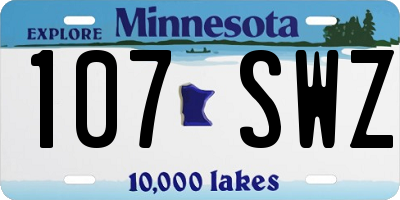 MN license plate 107SWZ