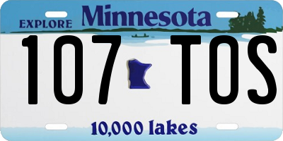 MN license plate 107TOS