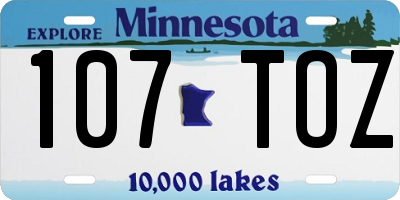 MN license plate 107TOZ