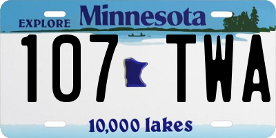 MN license plate 107TWA
