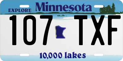 MN license plate 107TXF