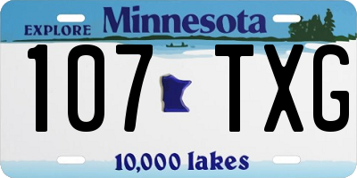 MN license plate 107TXG