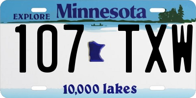 MN license plate 107TXW