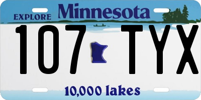 MN license plate 107TYX