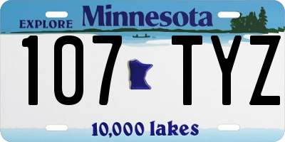 MN license plate 107TYZ