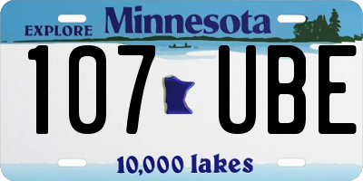MN license plate 107UBE