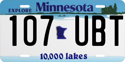 MN license plate 107UBT