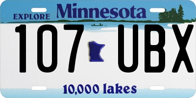 MN license plate 107UBX