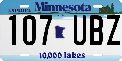 MN license plate 107UBZ