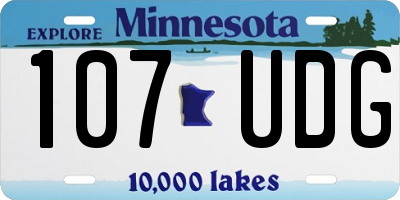 MN license plate 107UDG