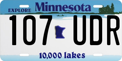 MN license plate 107UDR