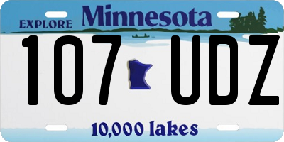 MN license plate 107UDZ