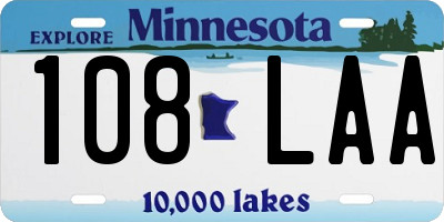 MN license plate 108LAA