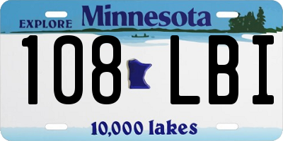 MN license plate 108LBI