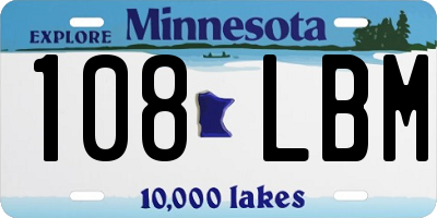 MN license plate 108LBM
