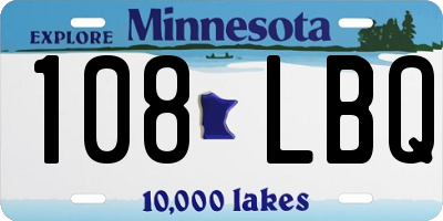 MN license plate 108LBQ