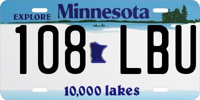 MN license plate 108LBU