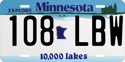 MN license plate 108LBW