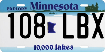 MN license plate 108LBX