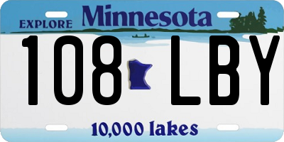 MN license plate 108LBY