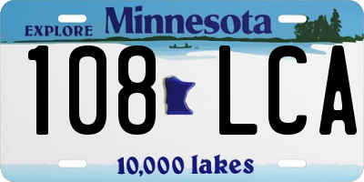 MN license plate 108LCA