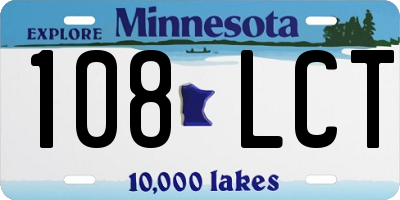 MN license plate 108LCT
