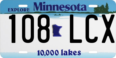 MN license plate 108LCX