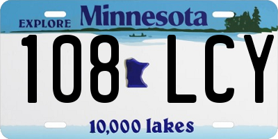 MN license plate 108LCY