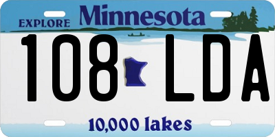 MN license plate 108LDA
