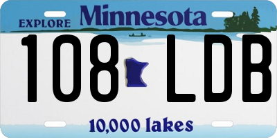 MN license plate 108LDB