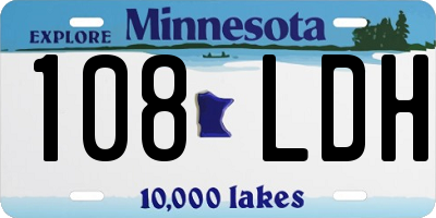 MN license plate 108LDH