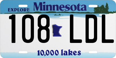 MN license plate 108LDL