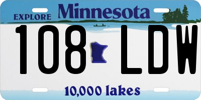 MN license plate 108LDW