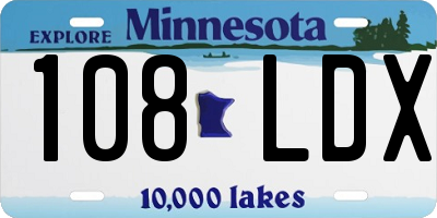 MN license plate 108LDX