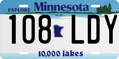 MN license plate 108LDY