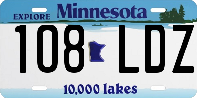 MN license plate 108LDZ