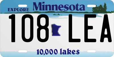 MN license plate 108LEA