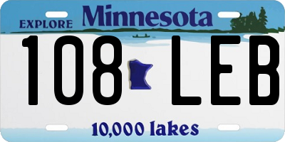 MN license plate 108LEB