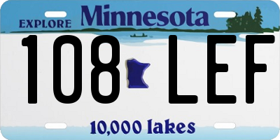 MN license plate 108LEF