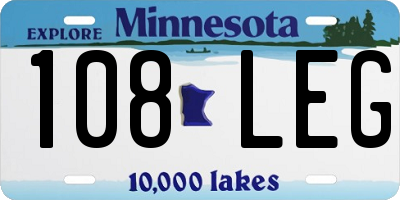 MN license plate 108LEG
