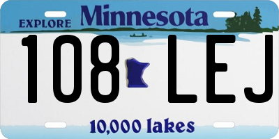 MN license plate 108LEJ