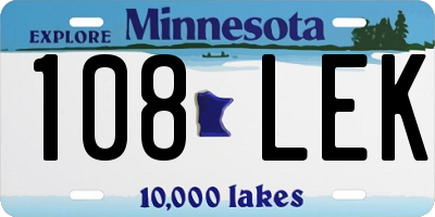 MN license plate 108LEK