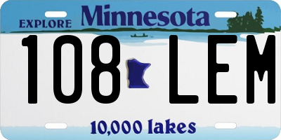 MN license plate 108LEM